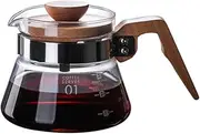 Glass Carafe Coffee 400Ml High Borosilicate Glass Coffee Pot V-Shaped Outlet Heatproof Mug Wooden Measuring Cups Coffee Carafe 14oz (400ml)