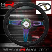Type-R Horn Button Metallic Black Wood Trim Neo Chrome Deep Dish Steering Wheel (for: Fiat)