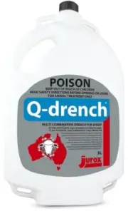 Jurox Q-Drench 5 Litre Multi 4 Combination Sheep Drench Agri Farming Farm Worm