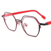 在飛比找蝦皮購物優惠-外貿新款時尚拼色個性超輕金屬眼鏡高檔復古異形眼鏡框純手工製造