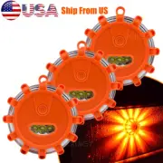 Amber LED Strobe Beacon Light Rooftop Car Emergency Warning Roadside Flare 3x