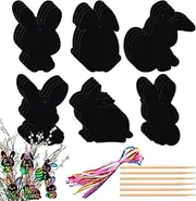 Humkopnl Scratch Easter Art Crafts Kit | 24X Paper Cards Scratch Off Art Ornaments | Holiday Ornaments Tree Decorations Eggs Scratch Rainbow Art Kits for Kids
