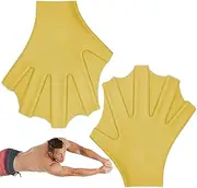 Swim Paddles, Silicone Gloves, Anti-Slip Duck Paw Design with 7.87x7.09 inches Size, Buoyancy Trainer, Pool and Beach Use, for Snorkeling Diving Indoor Outdoor, Black Yellow