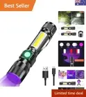 3 in 1 Rechargeable UV Light Torch, Black Light Torch Flashlight with Sidelig...