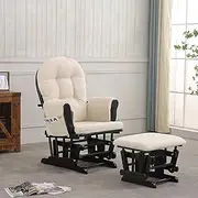 Rejoice Atoll Glider with Ottoman, Black/Beige