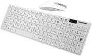 Yardenfun 2.4g Wireless Keyboard and Mouse Set Ultra-Thin Computer Keyboard with Mouse Cover White Battery