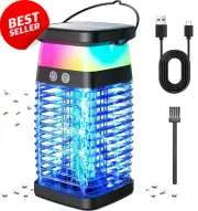 Solar Bug Zapper 3-in-1, Portable Electric, RGB Light, USB Charging, Waterproof