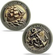Inspirational Nautical Challenge Coin, Featuring 'Per Aspera Ad Astra' Ship Design and 'There is No Failure Except in No Longer Trying' Anchor Artwork, Perfect Commemorative Gift for Men and Women