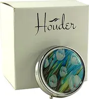 Houder Designer Pill Box Decorative Pill Case with Gift Box - Carry Your Meds in Style Tulips