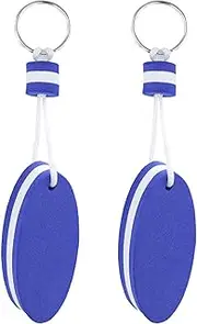 [PEUTIER] 2pcs Boat Floating Keychain, Handy Floating Key Ring Blue Floating Keychain Oval Shaped Foam Float Buoy Key Rings for Boating Fishing Surfing Outdoor Water Sports, Blue