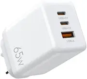 AU Plug 65W Power Adapter GaN Fast Charger3-Port USB Wall Charger, 65W/45W/20W USB-C and 18W/7.5W USB-A Charging for iPhone, iPad, Laptop,AirPod, All Mobile Phone, Tablet