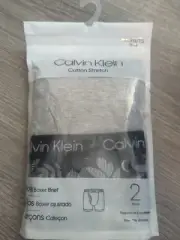 CALVIN KLEIN Boxer Brief Boy's 2-Pack Cotton Stretch Gray Navy Print XL 16-18