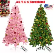 4.5-7.5ft Christmas Tree DIY USB LED Lights w/ Remote+50Pcs Xmas Ball Random USA