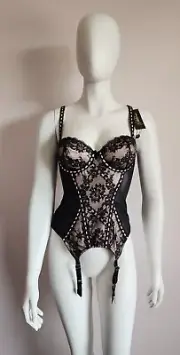 Dita Von Teese Ladies Glorified Girl Black Pink Bustier Size 12D 34D D47387 New