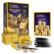 NATIONAL GEOGRAPHIC Fool’s Gold Dig Kit – 12 Gold Bar Dig Bricks with 2-3 Pyr...