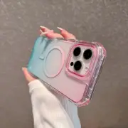 Gradient Clear Shockproof Magnetic Mag Safe Case for iPhone 16 Pro Max 15 14 13