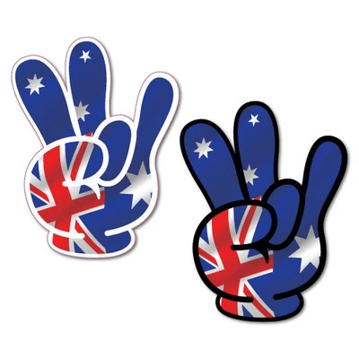 1 x Pair Aussie Shocker Hand Sticker Aussie Car Flag 4x4 Funny Ute #6982LS