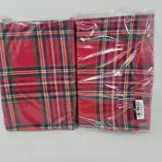 Set/8~Pottery Barn “ ELLIOT PLAID” Napkins~RED~Brand NEW In Package