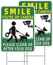 "Clean UP After Your Dog" logo, 2-piece 12-inch x 9-inch double-sided H-shaped metal post, the logo of your dog's feces after picking up