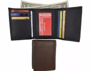 Mens Trifold Wallet Genuine Leather Card Case ID Window Billfold NEW
