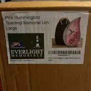 Everlight Memorials Memorial Urn pink Hummingbird Teardrop Large