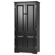Costway Wooden Buffet Sideboard Vintage Storage Cabinet Kitchen Cupboard Hallway Living Room w/2 Door& Adjustable Shelf Black