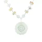 Blue Amazonite Rosette Sterling Necklace