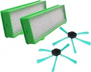 MisterVac Filter + Side Brushes Compatible with Vorwerk Kobold VR200, VR300 Robot Vacuum Cleaner
