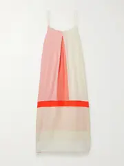 [lemlem] lemlem - Nia Pleated Color-block Cotton-blend Midi Dress - Blush - small small Pink