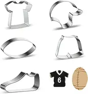 Football Shaped Cookie Cutters,5PCS Sports Series Cookie Mold,Jersey Helmet Cookie Cutter,Jersey Cookie Cutter,Sports Cookie Cutters Shapes,Football Cookies Cutter(Rugby,Jersey,Shorts,Helmet,Sneakers