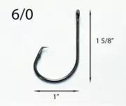PACK OF 100 Size 6/0 TACKLEWORKS Circle Non Offset Inline Hooks 7381