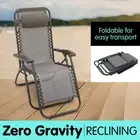 Zero Gravity Reclining Deck Lounge Sun Beach Chair Outdoor Folding Camping Grey
