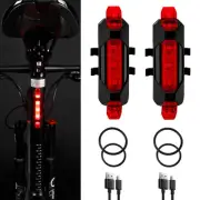 2 Pack USB Rechargeable LED Bicycle Rear Lights Cycling Bike Taillight Red Se...