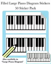 Filled Large Piano/Keyboard Diagram Stickers (50 Sticker Per Pack)
