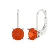 2Ct Red Gemstone - Round Cut VVS1 - Gold Drop Dangle Luxury Earrings Screw-Back