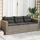 Garden Sofa with Cushions 3-Seater Sofa Couch Patio Settee Poly Rattan vidaXL