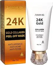 Ammuri 24K Gold Face Mask with Vitamin C, Hyaluronic Acid & Niacinamide - Collagen Boosting Eye Mask, Under Eye Patches, Collagen Face Mask for Hydration & Anti-Aging