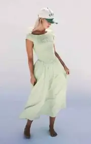 Free People Women Ceci Smock Preppy Midi Mint Green City Dress Free-est Sz S NWT