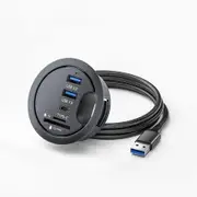 5 In 1 Table Hole Embedded USB3.0 Docking Station With 2 USB SD/TF TypeC Port Applicable To Table Holes Of 60-68mm