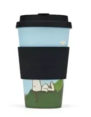 Snoopy Peanuts OREUM Bamboo Eco Cup with Silicone Lid Sleeve Blue 400ml