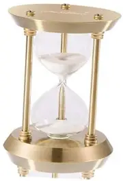 Brass Hourglass 60 Minute Sand Clock Timer: 60 min Brass Frame, White Sand