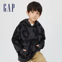 在飛比找蝦皮商城優惠-Gap 男童裝 Logo刷毛帽T-灰黑色(446276)