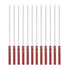 12pcs Kebob Skewers 40cmx7mmx2mm Stainless Steel Flat Sticks with Wood Handle
