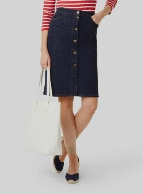 $380 Hobbs London Women's Blue Denim Emmeline Pencil Jeans A-Line Skirt US 12