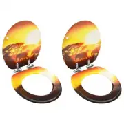 NNEVL WC Toilet Seats with Soft Close Lid 2 pcs MDF Savanne Design