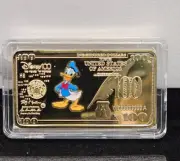 Donald Duck Disney Gold Token Coin including Display Box Mickey Mouse Crew