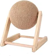Cat Scratching Ball Cat Scratcher Toy Cats Scratcher Post Natural Sisal, Durable Wood Base, Interactive Cat Scratcher Post for Furniture Protection