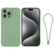 For iPhone 15 Pro Case, Soft Silicone Cover, Matcha Green