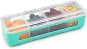 melii Snackle Box – 4 Separate Compartments with Lids, Divided Snack Container, Food Storage for Kids and Adults, Arts & Crafts, Beads, BPA-Free, Blue