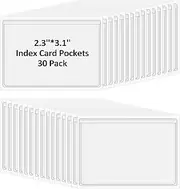 Prasacco 30 Pcs Self-Adhesive Index Card Holders Business Card Pockets Clear Plastic Labels Holders for Organizing Storage Bins Library Card Shelves (3.14 x 2.28 Inches)